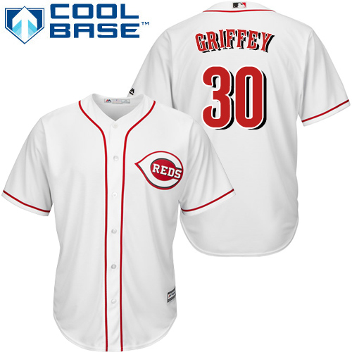 Reds #30 Ken Griffey White Cool Base Stitched Youth MLB Jersey